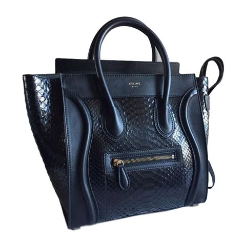 celine all black|celine black python bag.